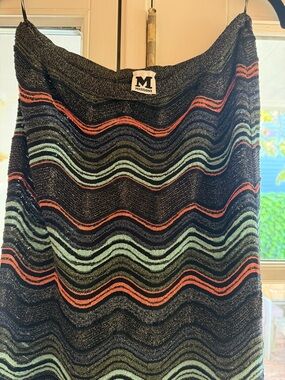 M Missoni Metallic Wave Knit Skirt – Lurex Stripe – IT 46 – Early 2010s
